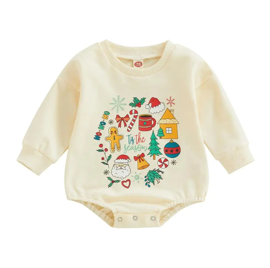 Baby Boy Girls Christmas Outfit Romper Jumpsuit Sweatshirts Playsuit Xmas Pullover Bodysuits Fall Winter Child Clothes