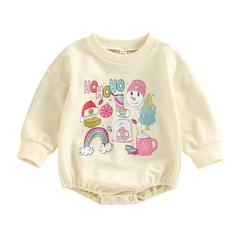 Baby Boy Girls Christmas Outfit Romper Jumpsuit Sweatshirts Playsuit Xmas Pullover Bodysuits Fall Winter Child Clothes