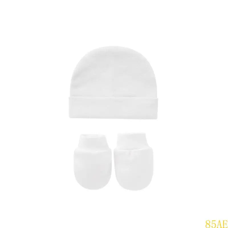 3 Pcs/Set Baby Anti Scratching Soft Cotton Gloves Hat Foot Cover Set Solid Color Spring Autumn Summer Single Layer