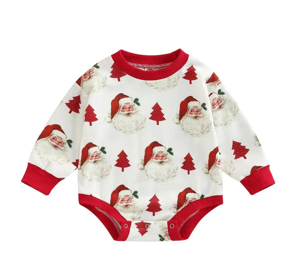 Baby Boy Girls Christmas Outfit Romper Jumpsuit Sweatshirts Playsuit Xmas Pullover Bodysuits Fall Winter Child Clothes
