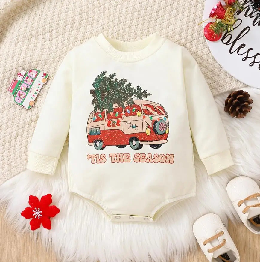 Baby Boy Girls Christmas Outfit Romper Jumpsuit Sweatshirts Playsuit Xmas Pullover Bodysuits Fall Winter Child Clothes