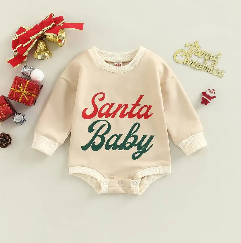 Baby Boy Girls Christmas Outfit Romper Jumpsuit Sweatshirts Playsuit Xmas Pullover Bodysuits Fall Winter Child Clothes