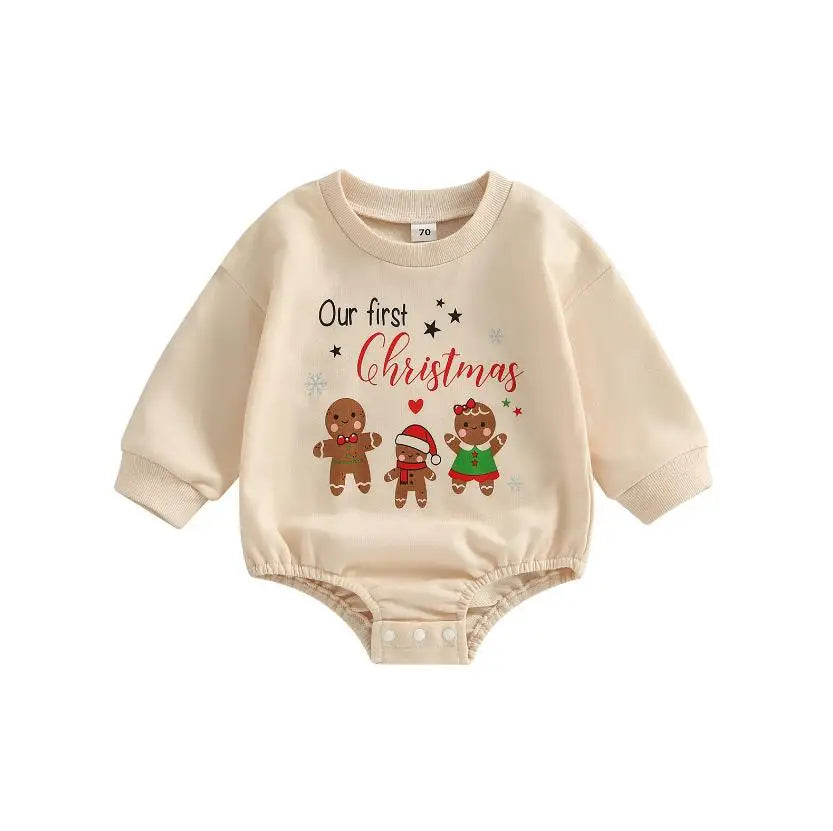 Baby Boy Girls Christmas Outfit Romper Jumpsuit Sweatshirts Playsuit Xmas Pullover Bodysuits Fall Winter Child Clothes