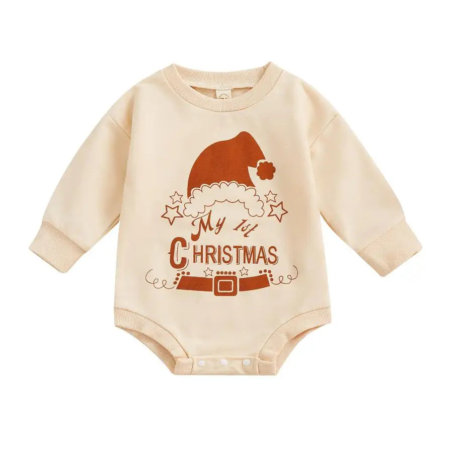 Baby Boy Girls Christmas Outfit Romper Jumpsuit Sweatshirts Playsuit Xmas Pullover Bodysuits Fall Winter Child Clothes