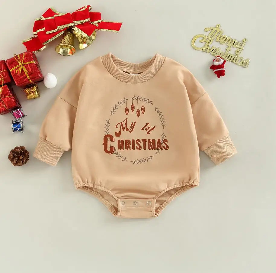 Baby Boy Girls Christmas Outfit Romper Jumpsuit Sweatshirts Playsuit Xmas Pullover Bodysuits Fall Winter Child Clothes