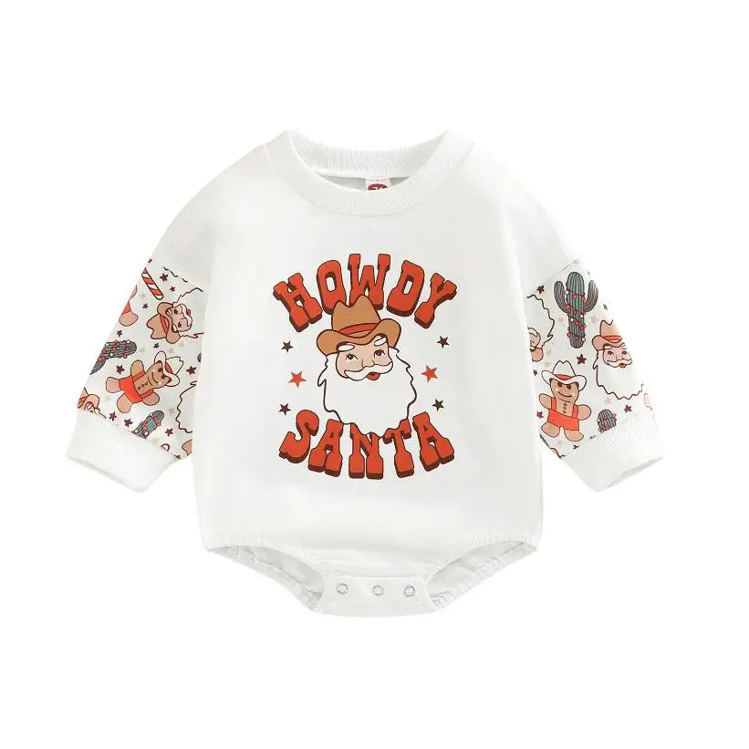 Baby Boy Girls Christmas Outfit Romper Jumpsuit Sweatshirts Playsuit Xmas Pullover Bodysuits Fall Winter Child Clothes