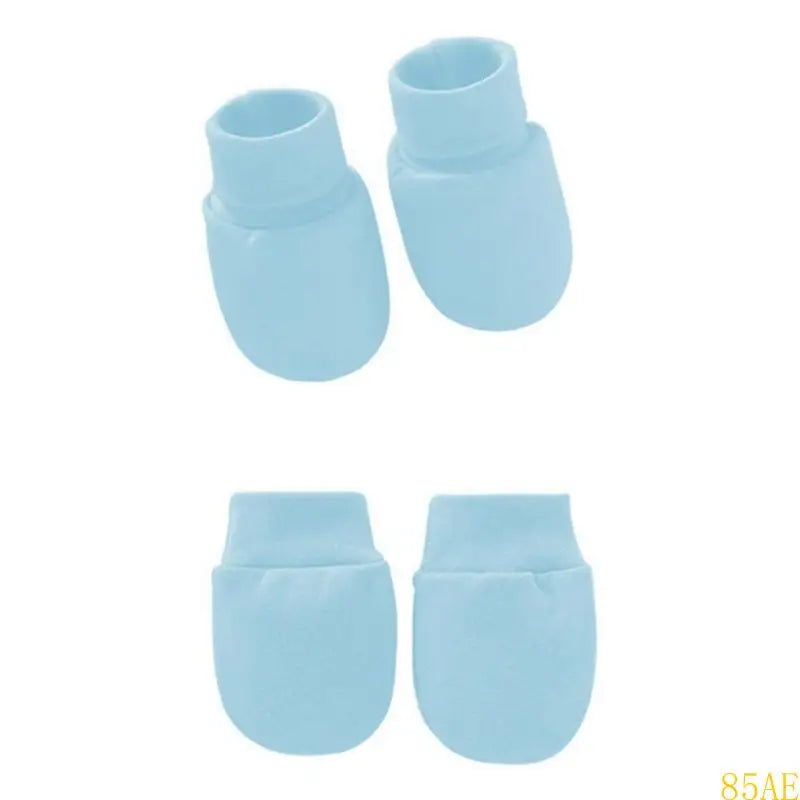 3 Pcs/Set Baby Anti Scratching Soft Cotton Gloves Hat Foot Cover Set Solid Color Spring Autumn Summer Single Layer