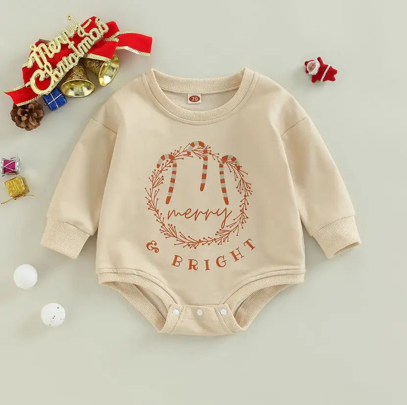Baby Boy Girls Christmas Outfit Romper Jumpsuit Sweatshirts Playsuit Xmas Pullover Bodysuits Fall Winter Child Clothes