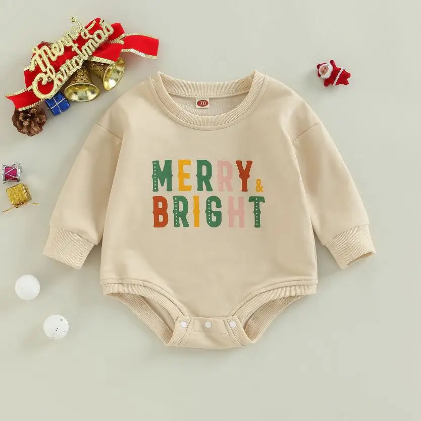 Baby Boy Girls Christmas Outfit Romper Jumpsuit Sweatshirts Playsuit Xmas Pullover Bodysuits Fall Winter Child Clothes