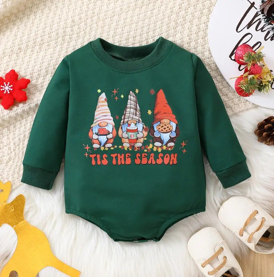 Baby Boy Girls Christmas Outfit Romper Jumpsuit Sweatshirts Playsuit Xmas Pullover Bodysuits Fall Winter Child Clothes